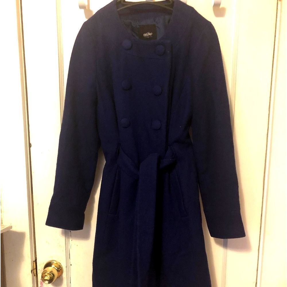 Target mossimo blue wool trench coat sz M